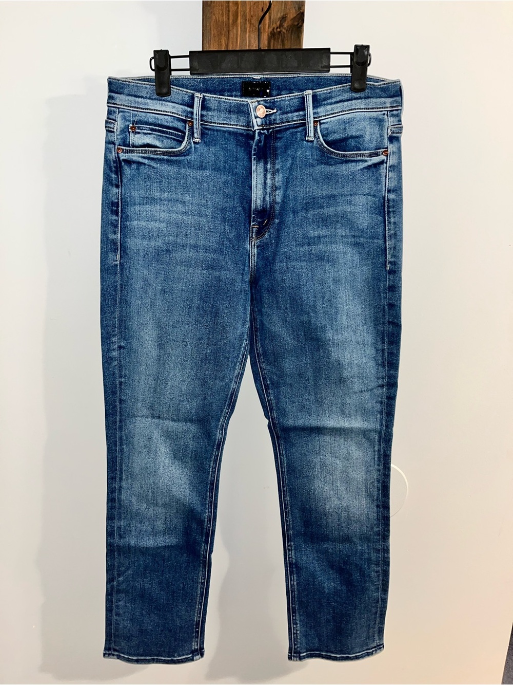 MOTHER Cropped Ankle Jeans in Denim Blue